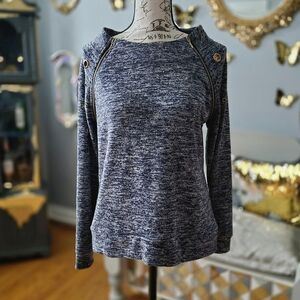 NY Collection Punk Rock Heathered Navy Sweatshirt Small